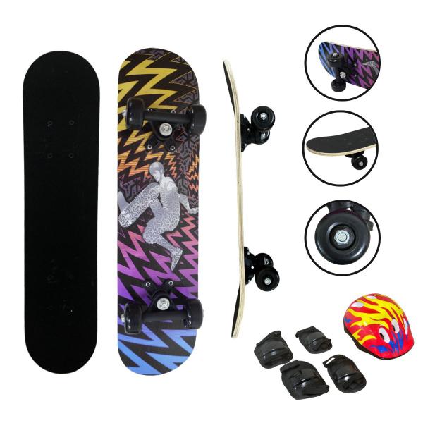 Imagem de Kit Skate Infantil 24 Completo + Acessórios Capacete Masculino Feminino Importway BW-013r Radical