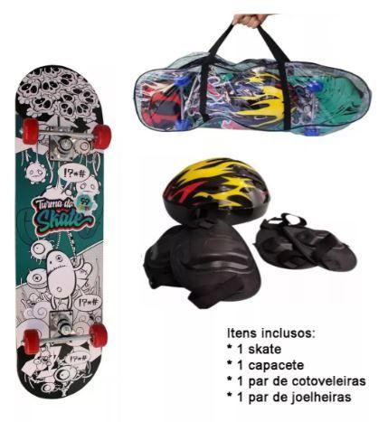 Imagem de Kit skate infantil completo com capacete e proteção resistente