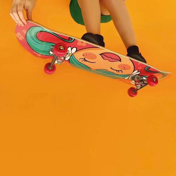 Imagem de Kit skate infantil menina 79cmx20cm mor