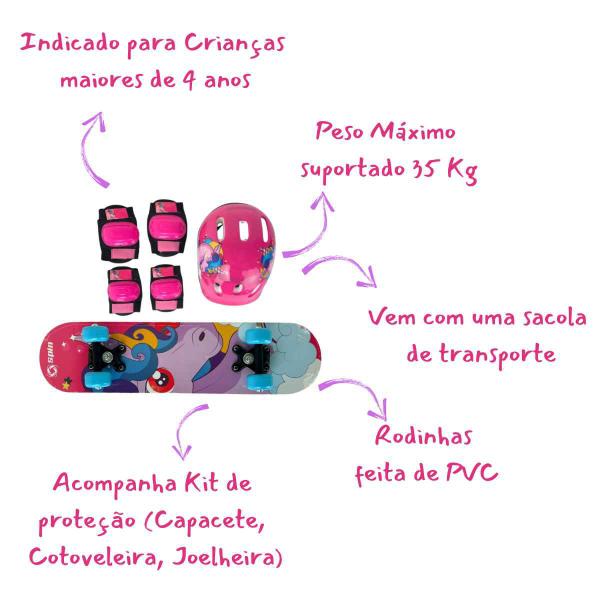 Imagem de Kit Skate Meninas com Acessórios de Proteção Capacete Joelheira Cotoveleira CKS Toys