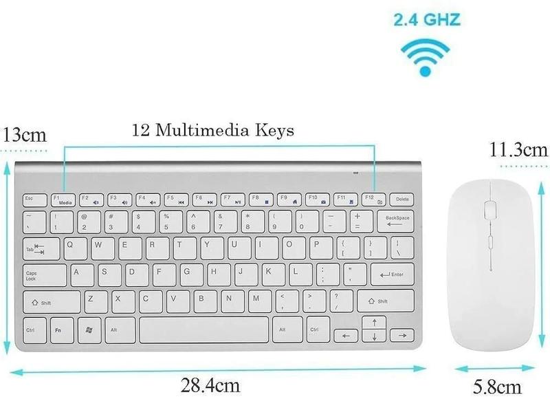 Imagem de Kit Slim Teclado Compacto + Mouse Sem Fio Bluetooth 2.4Ghz