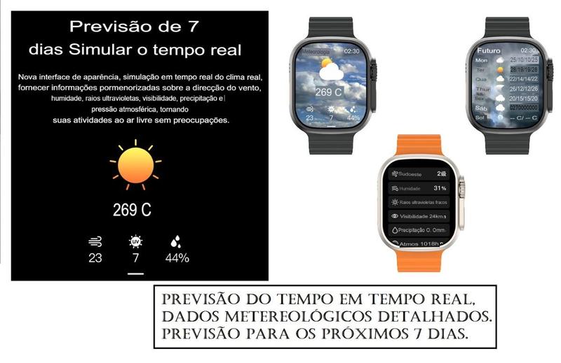 Imagem de Kit Smart Watch Relogio Tela Amoled 2.2 Serie9 W69 Ultra Android iOS Bluetooth C/Acessorios Extra