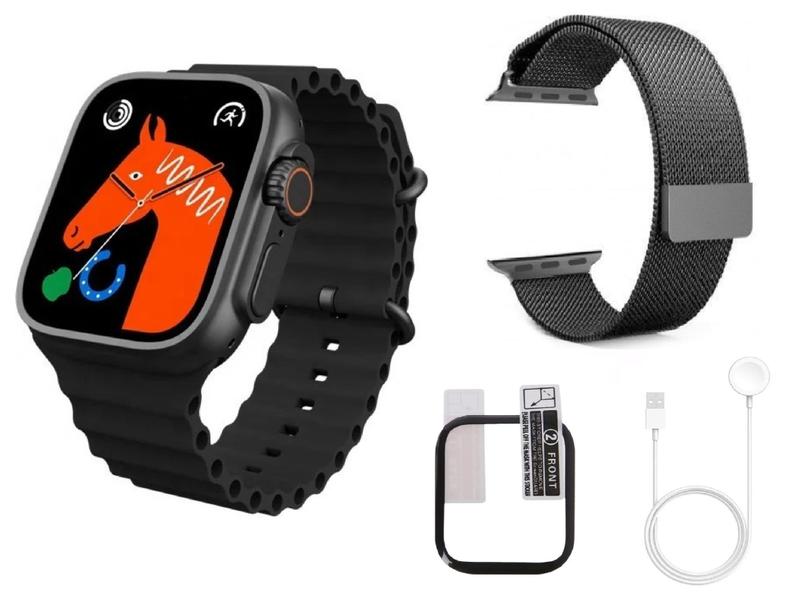 Imagem de Kit Smartwatch Relógio W68 Ultra Mini Original C/Pulseira e Pelicula Oceano Extra Tela 41mm Nf