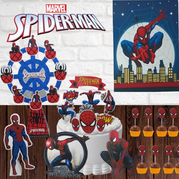 Imagem de Kit só um bolinho com o tema Homem Aranha decoração Aniversario festa em casa