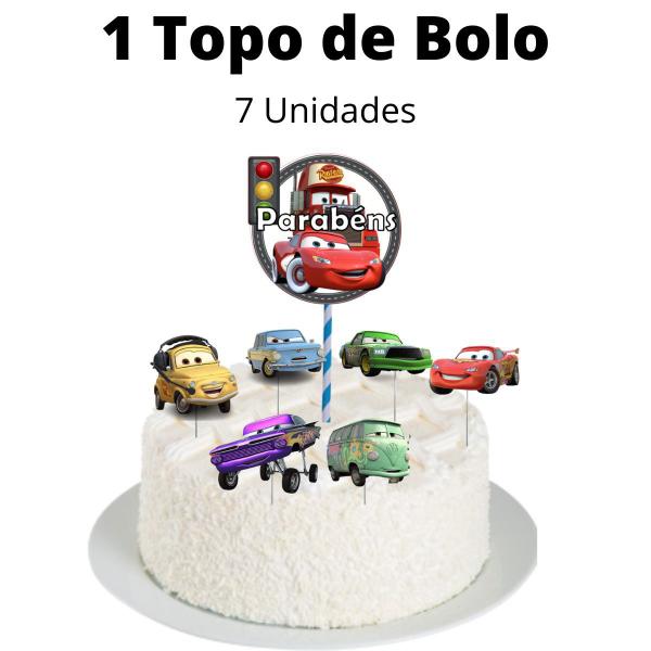 Imagem de Kit só um bolinho decoração Carros Aniversário festa em casa banner, topo de doce e bolo, displays