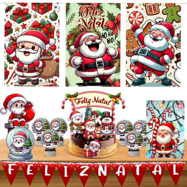 Imagem de Kit só um bolinho decoração Feliz Natal Aniversário festa em casa banner, topo bolo