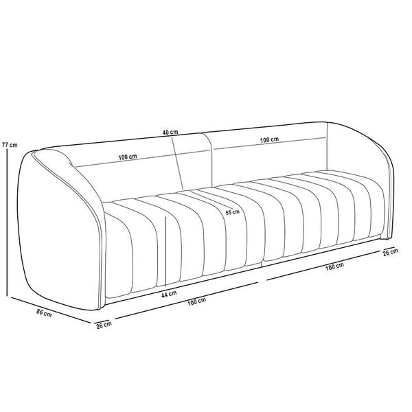 Imagem de Kit Sofá 04 Lugares Para Sala de Estar 252 cm Com 02 Poltronas Lazio M03 Bouclê Bege - Lyam Decor