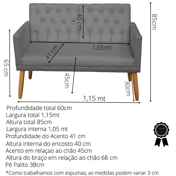 Imagem de Kit Sofá 1 Namoradeira 2 Poltronas com Puff Capitone  clinica 4 lugares resistente para Recepção sala pequena