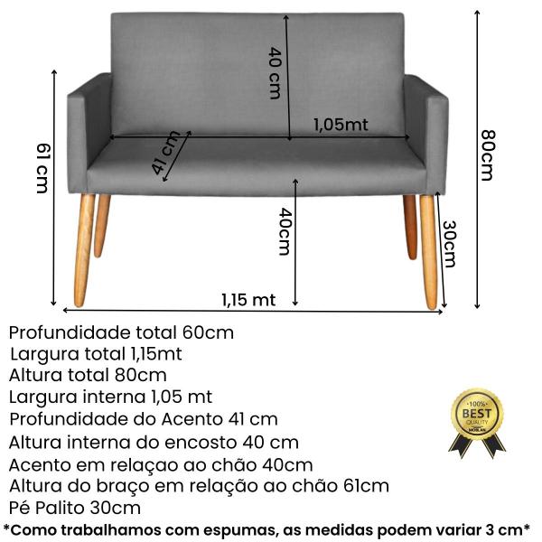 Imagem de Kit Sofá 1 Namoradeira 2 Poltronas para Sala de Espera clinica 4 lugares resistente para sala pequena