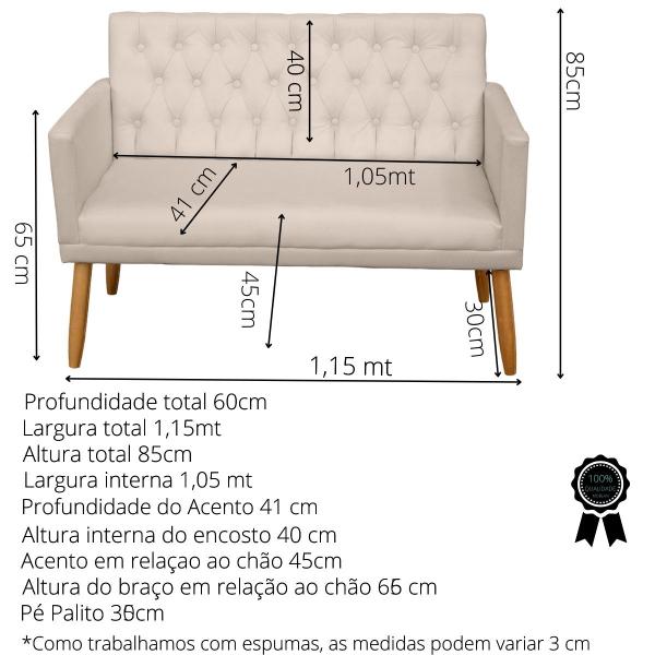 Imagem de Kit Sofá 1 Namoradeira 2 Poltronas Puff para recepção clinica 4 lugares resistente para sala pequena