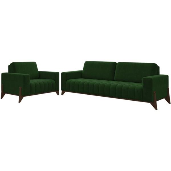 Imagem de Kit Sofa 189 cm E Poltrona Decorativa Veron Veludo SL 947 Moll