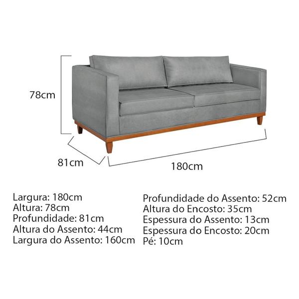 Imagem de Kit Sofá 2 e 3 Lugares 180cm Europa Bouclé Cinza - Amarena Móveis