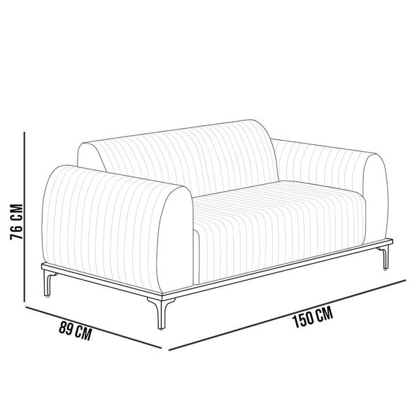 Imagem de Kit Sofá 2 Lugares 150cm Com 2 Poltronas Molino Pés D'ouro D02 Linho Cinza Escuro A-420 - Lyam Decor