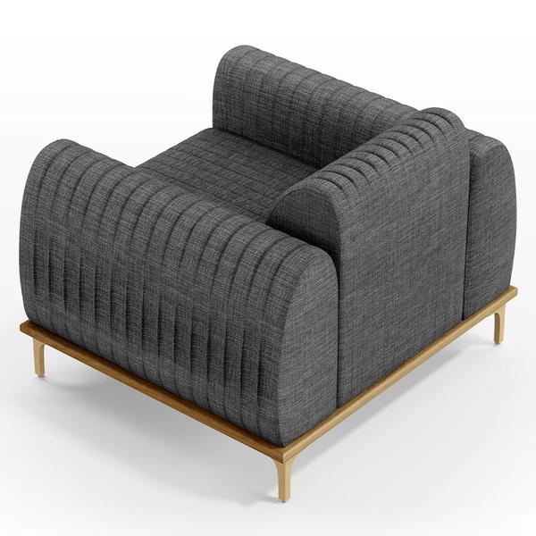 Imagem de Kit Sofá 2 Lugares 150cm Com 2 Poltronas Molino Pés D'ouro D02 Linho Cinza Escuro A-420 - Lyam Decor