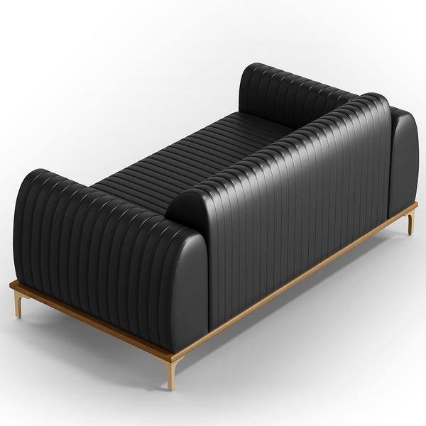 Imagem de Kit Sofá 2 Lugares 150cm Com Poltrona Molino Pés D'ouro D02 material sintético Preto B-159 - Lyam Decor