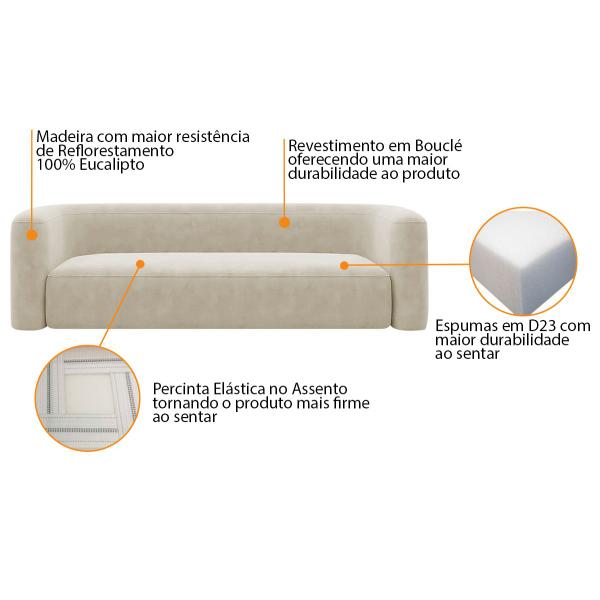 Imagem de Kit Sofá 2 Lugares 160cm e Poltrona Orgânica Luxo Recepção Melina Bouclé - Doce Sonho Moveis