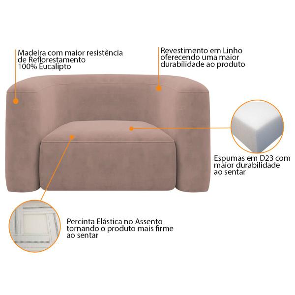 Imagem de Kit Sofá 2 Lugares 160cm e Poltrona Orgânica Luxo Recepção Melina Linho - Amarena Moveis