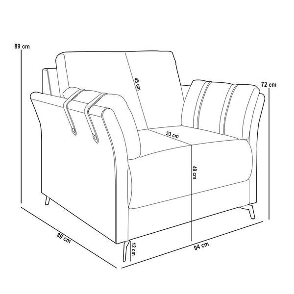 Imagem de Kit Sofá 2 Lugares 164cm com 01 Poltrona Álamo M03 Veludo Cinza - Lyam Decor