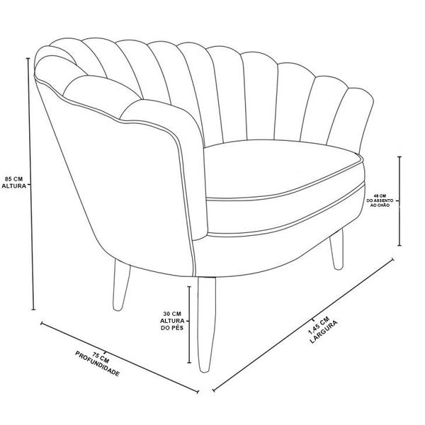 Imagem de Kit Sofá 2 lugares + 2 poltronas para Sala Decorativa Flor