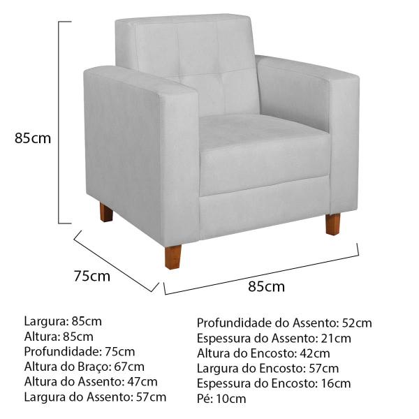 Imagem de Kit Sofá 2 Lugares e 2 Poltronas Denver Corano Branco - ADJ Decor