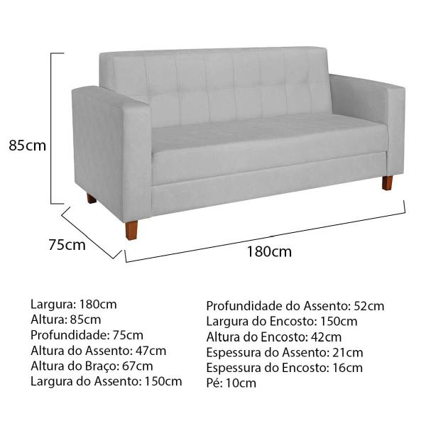 Imagem de Kit Sofá 2 Lugares e 2 Poltronas Denver Corano Branco - Doce Sonho Móveis