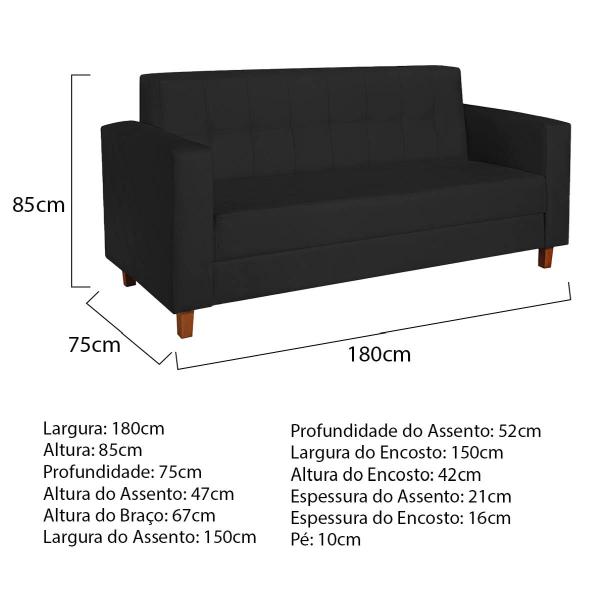 Imagem de Kit Sofá 2 Lugares e 2 Poltronas Denver Corano Preto - ADJ Decor