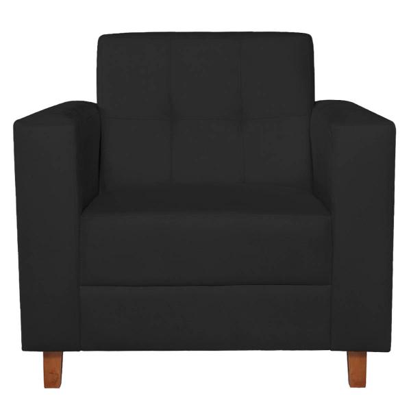 Imagem de Kit Sofá 2 Lugares e 2 Poltronas Denver Corano Preto - ADJ Decor