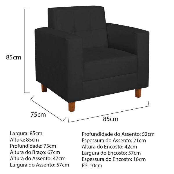 Imagem de Kit Sofá 2 Lugares e 2 Poltronas Denver Corano Preto - Amarena Móveis