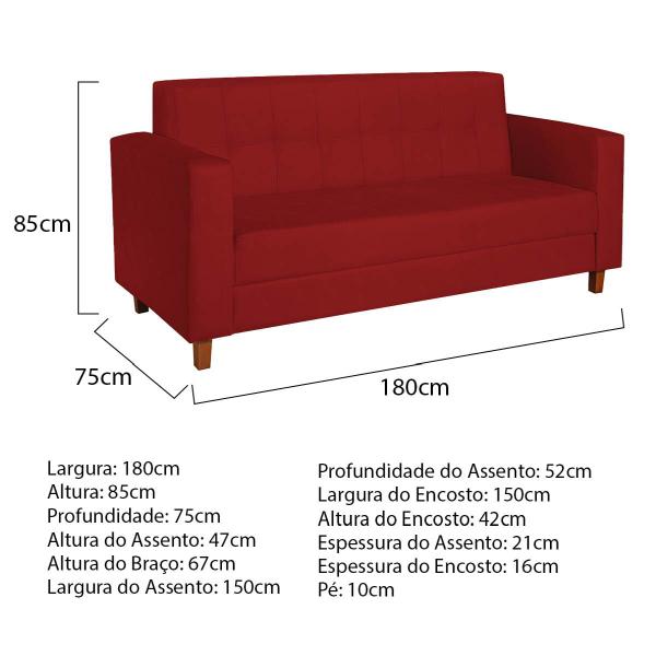 Imagem de Kit Sofá 2 Lugares e 2 Poltronas Denver Corano Vermelho - ADJ Decor