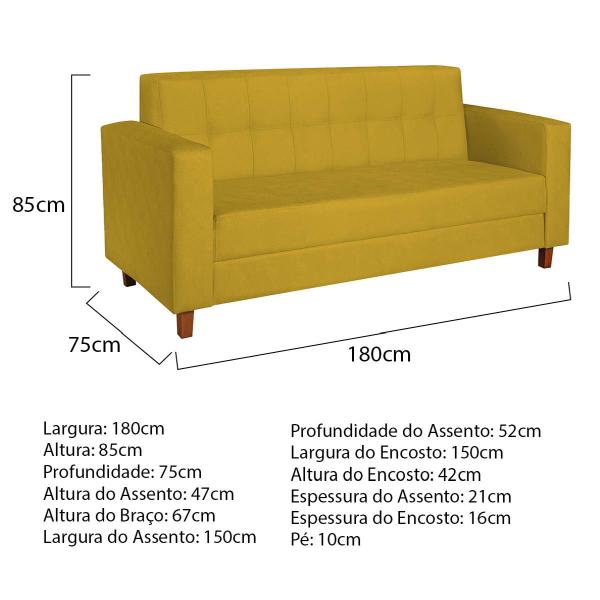 Imagem de Kit Sofá 2 Lugares e 2 Poltronas Denver Suede Amarelo - Doce Sonho Móveis