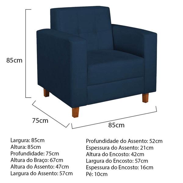 Imagem de Kit Sofá 2 Lugares e 2 Poltronas Denver Suede Azul Marinho - AM Decor