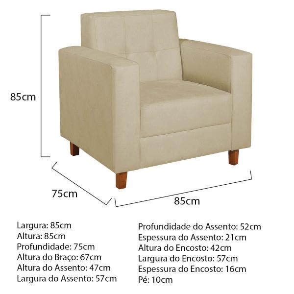 Imagem de Kit Sofá 2 Lugares e 2 Poltronas Denver Suede Bege - ADJ Decor