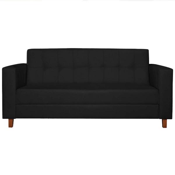 Imagem de Kit Sofá 2 Lugares e 2 Poltronas Denver Suede Preto - Doce Sonho Móveis