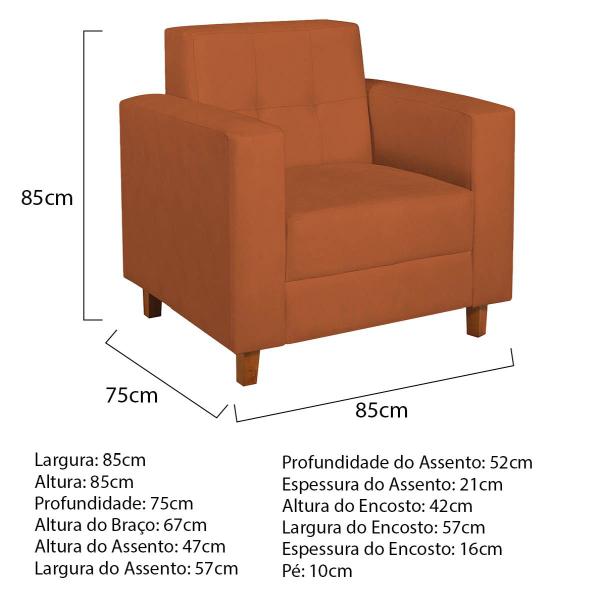 Imagem de Kit Sofá 2 Lugares e 2 Poltronas Denver Suede Terracota - ADJ Decor