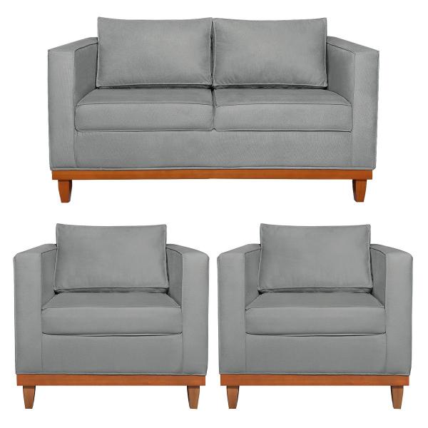 Imagem de Kit Sofa 2 Lugares e 2 Poltronas Europa Bouclé - Amarena Móveis