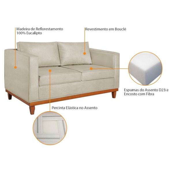 Imagem de Kit Sofa 2 Lugares e 2 Poltronas Europa Bouclé Bege - Amarena Móveis