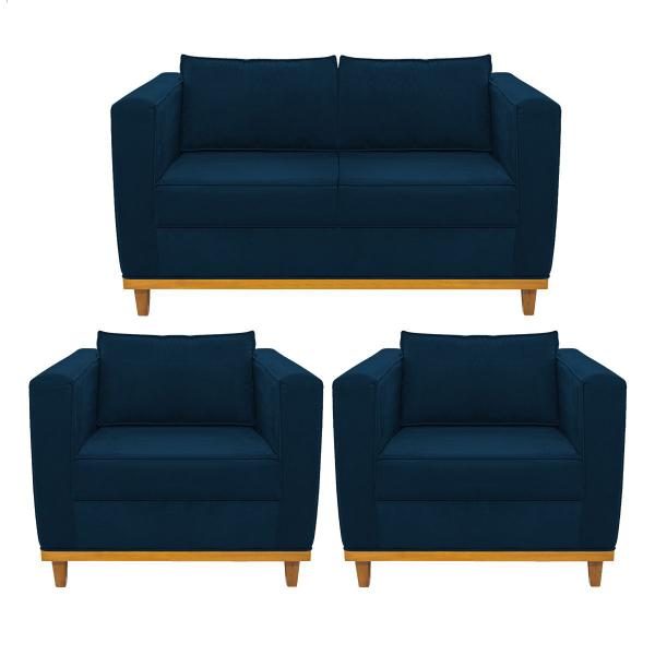 Imagem de Kit Sofá 2 Lugares e 2 Poltronas Europa Suede ADJ Decor