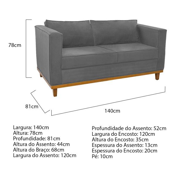 Imagem de Kit Sofá 2 Lugares e 2 Poltronas Europa Suede ADJ Decor