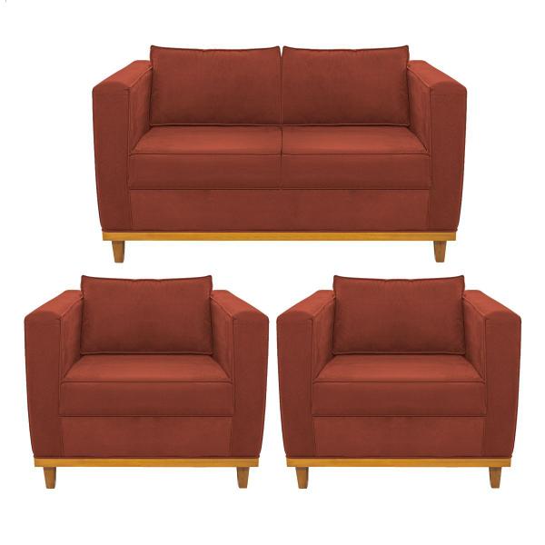 Imagem de Kit Sofá 2 Lugares e 2 Poltronas Europa Suede ADJ Decor