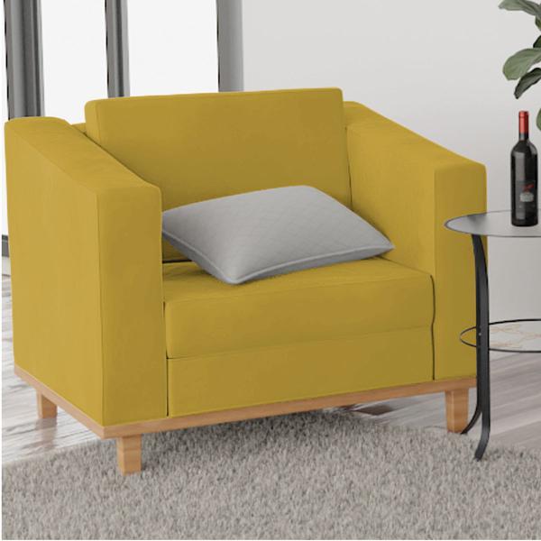 Imagem de Kit Sofá 2 Lugares e 2 Poltronas Europa Suede Amarelo Amarena Móveis