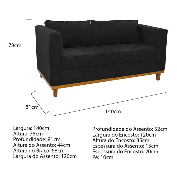 Imagem de Kit Sofá 2 Lugares e 2 Poltronas Europa Suede Amarena Móveis