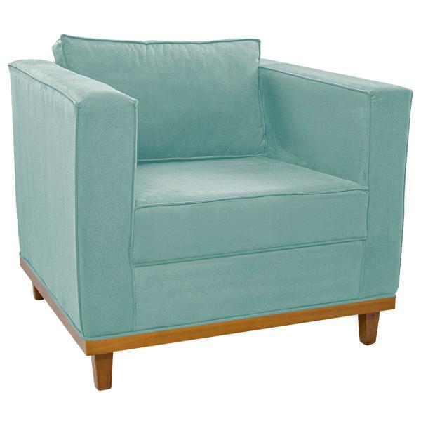 Imagem de Kit Sofá 2 Lugares e 2 Poltronas Europa Suede Azul Tiffany ADJ Decor