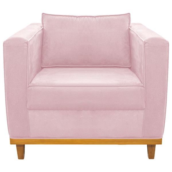 Imagem de Kit Sofá 2 Lugares e 2 Poltronas Europa Suede Rosa Bebê ADJ Decor