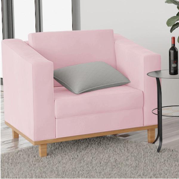 Imagem de Kit Sofá 2 Lugares e 2 Poltronas Europa Suede Rosa Bebê Amarena Móveis