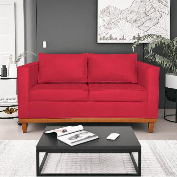 Imagem de Kit Sofá 2 Lugares e 2 Poltronas Europa Suede Vermelho Doce Sonho Móveis