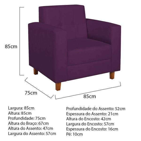 Imagem de Kit Sofá 2 Lugares e Poltrona Denver Suede - ADJ Decor