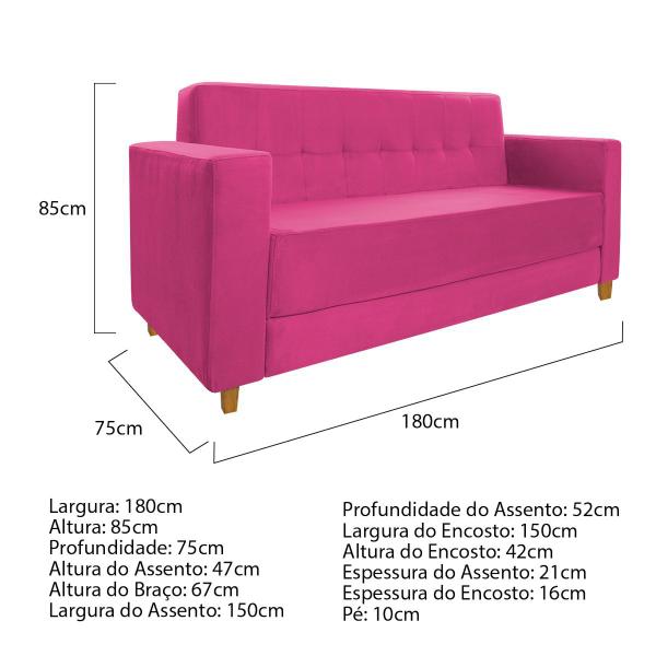 Imagem de Kit Sofá 2 Lugares e Poltrona Denver Suede Pink - Amarena Móveis