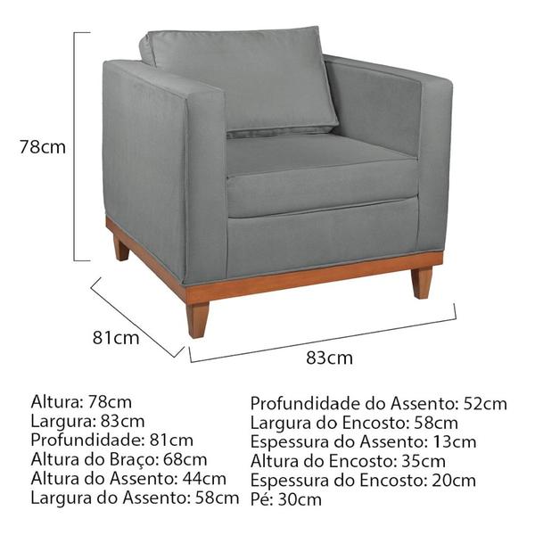 Imagem de Kit Sofa 2 Lugares e Poltrona Europa Bouclé Cinza - Amarena Móveis