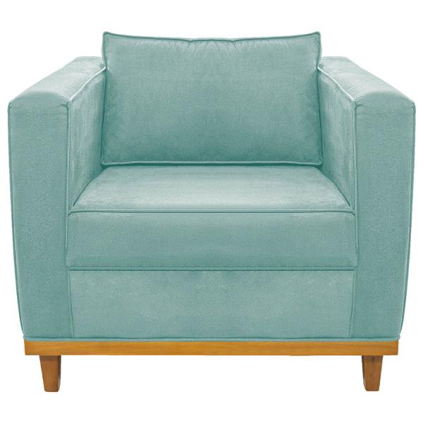 Imagem de Kit Sofá 2 Lugares e Poltrona Europa Suede Azul Tiffany ADJ Decor