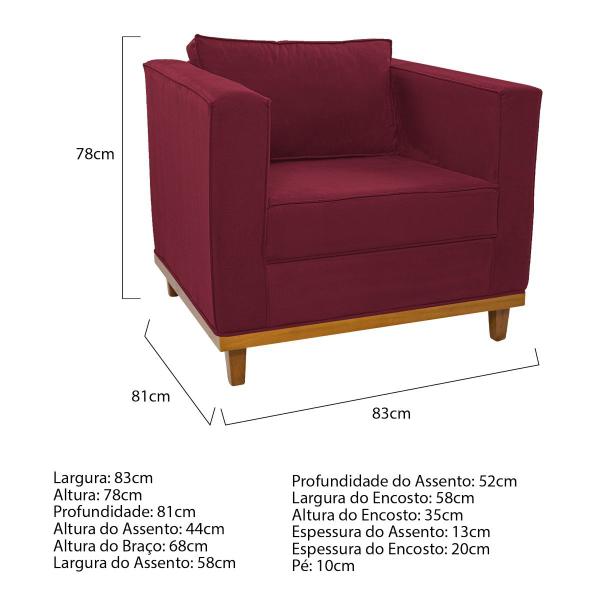 Imagem de Kit Sofá 2 Lugares e Poltrona Europa Suede Bordô ADJ Decor